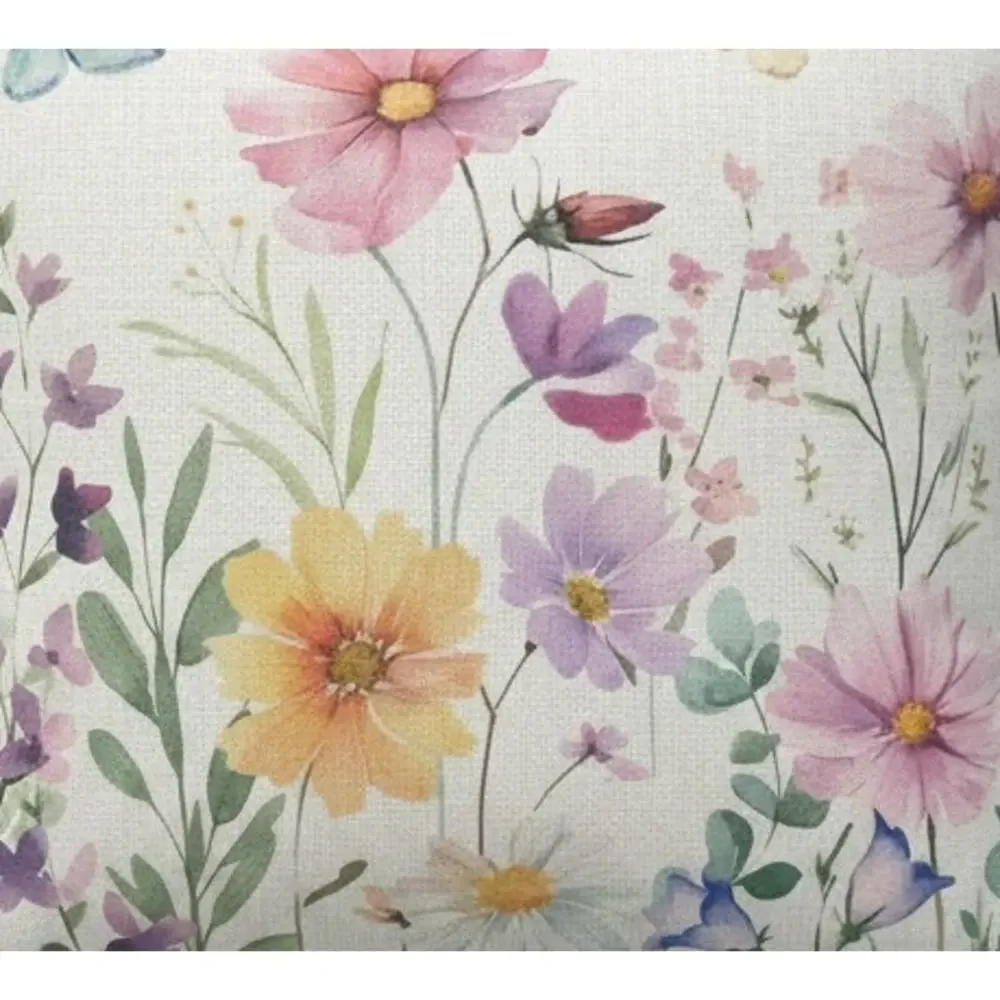 Floral Offwhite Throw Pillow COVERS 2 set Zippered NEW 18x18 Flowers Garden